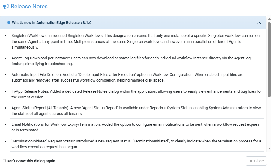release notes