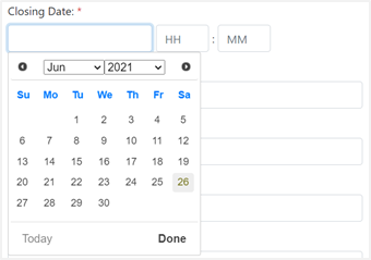 text box date