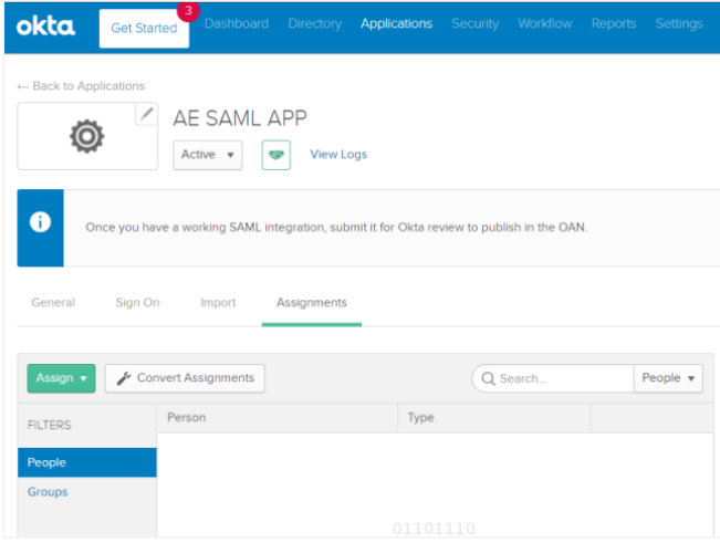 AE SAML app