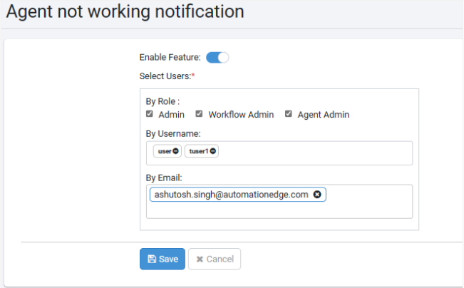 Agent not working notification