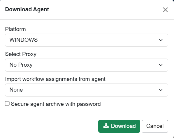Download Agent dialog