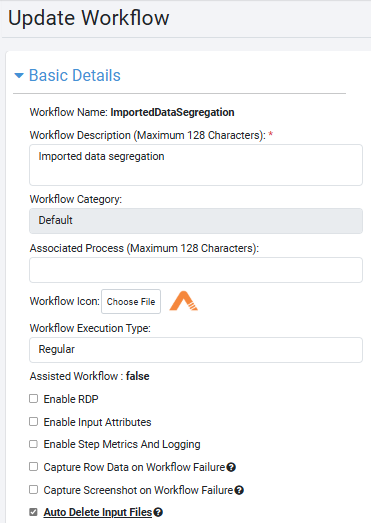 Update Workflow page