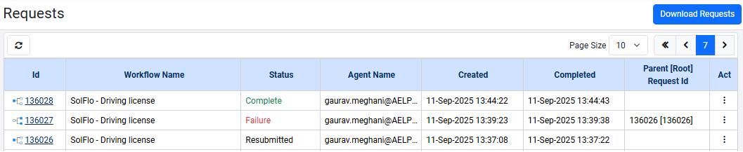 Resubmission of requests