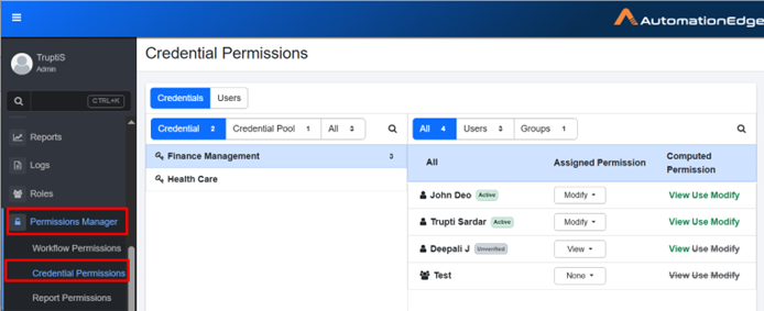 Credential and Credential Pool Permissions