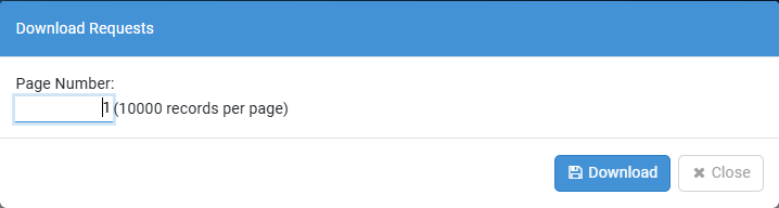 Download Requests dialog