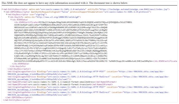 SAML metadata