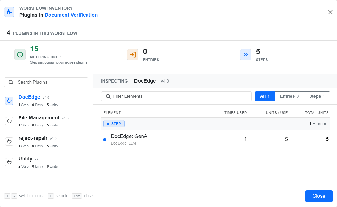 Workflow Inventory dialog