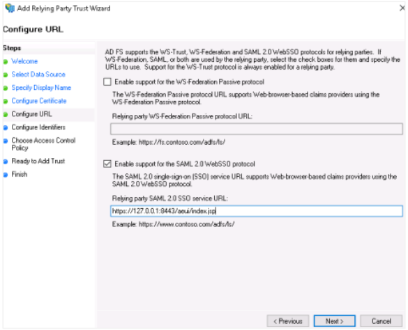 ADFS configure URL