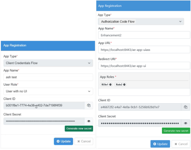 AE apps dialog
