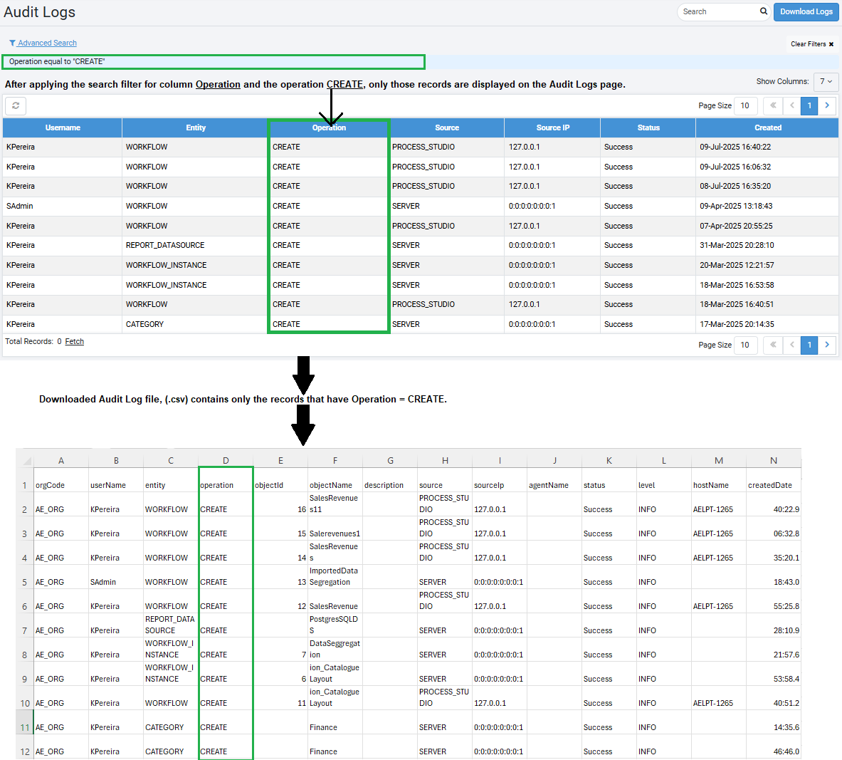 audit logs