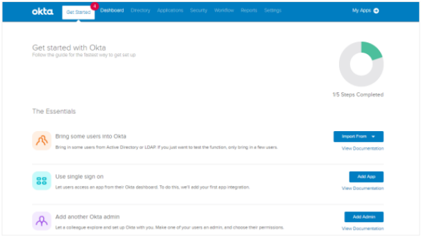 Okta landing page