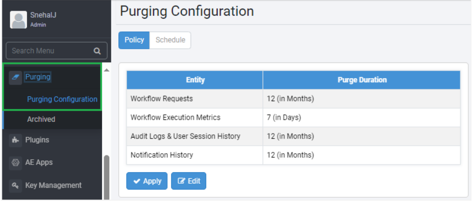 Purge configuration