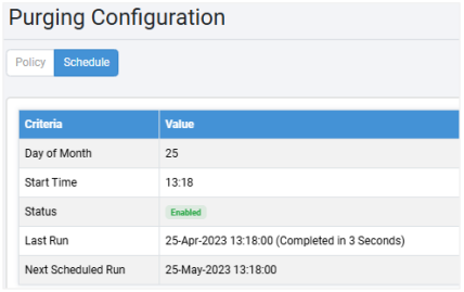 Purge configuration