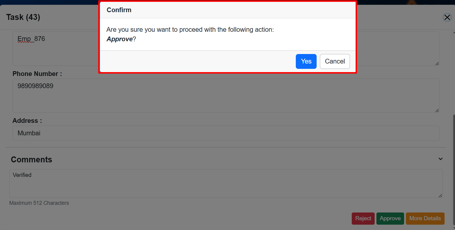 Confirm dialog