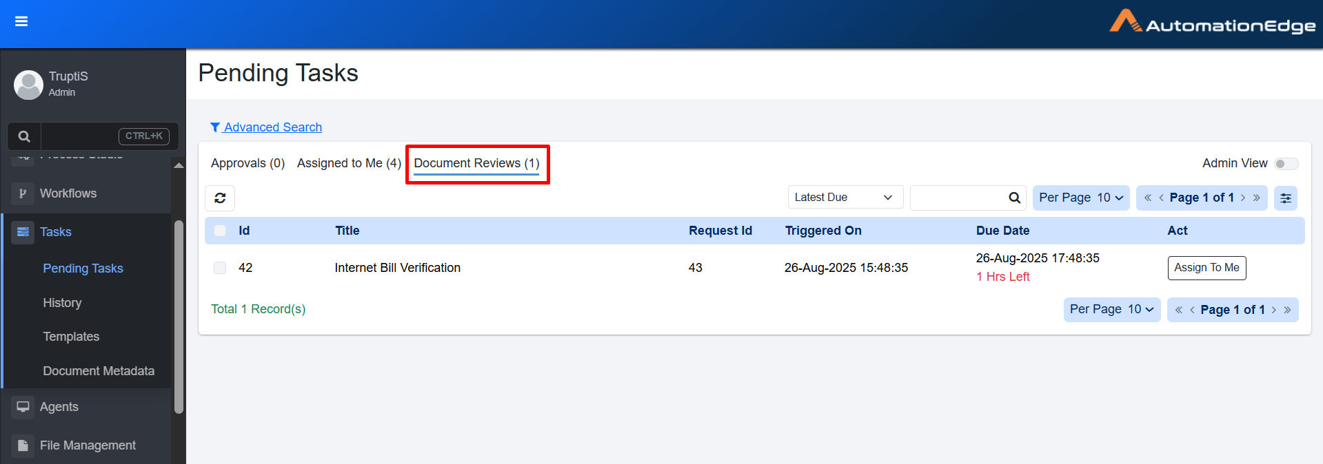 Document Reviews tab