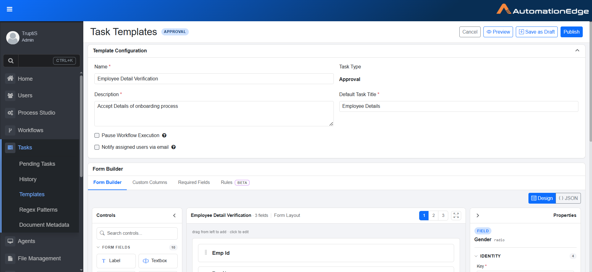 Task Templates details