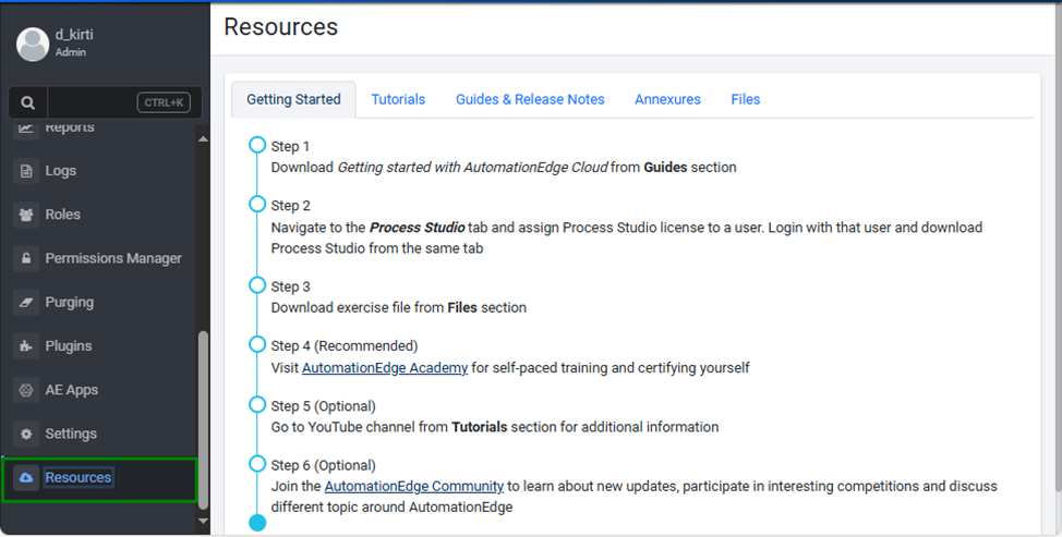 Resources page
