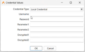 Credential Values dialog