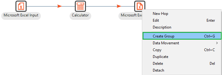 Contextual menu - Create Group