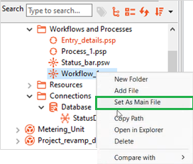 Set As Main File menu