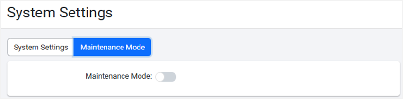 Maintenance Mode view 