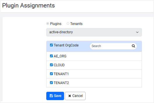 Plugin assignments to selected tenant