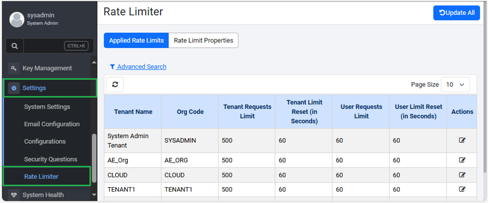 Rate Limiter page