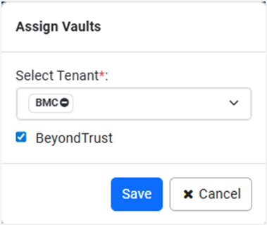 Assign Vaults dialog: Type