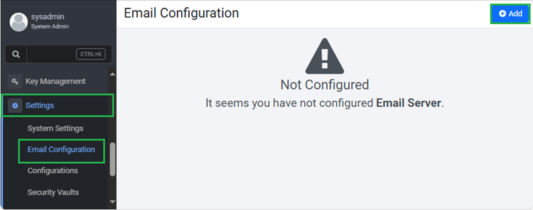 Email Configuration page