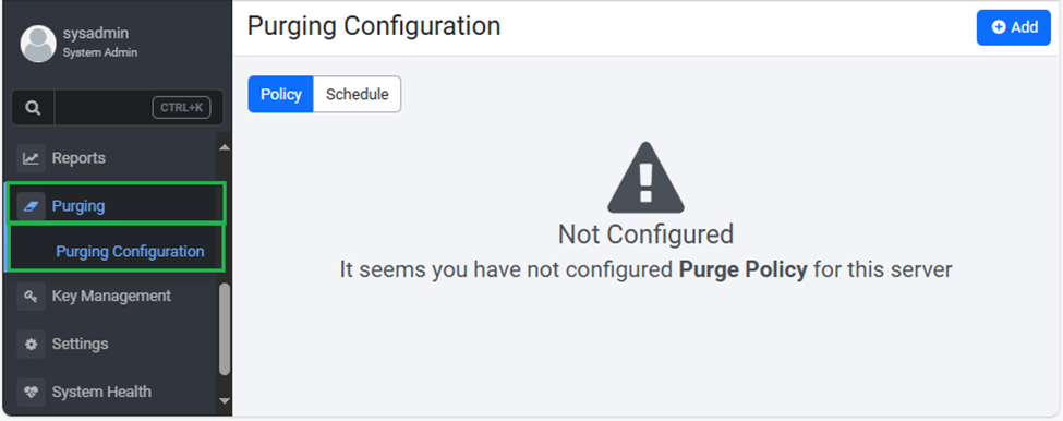 Purging Configuration page