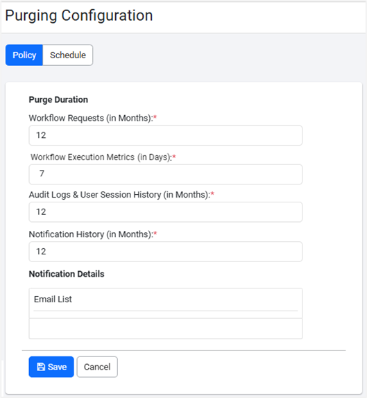 Purging Configuration page