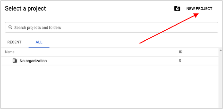 Google Developer Console - Select Project