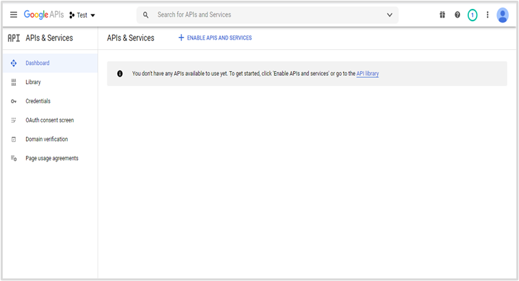 Google Developer Console - Enable APIs and Services