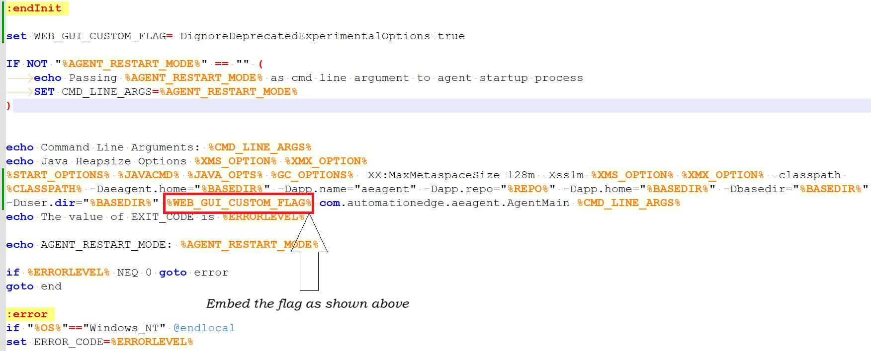 Embedding WEB_GUI_CUSTOM_FLAG in startup.bat