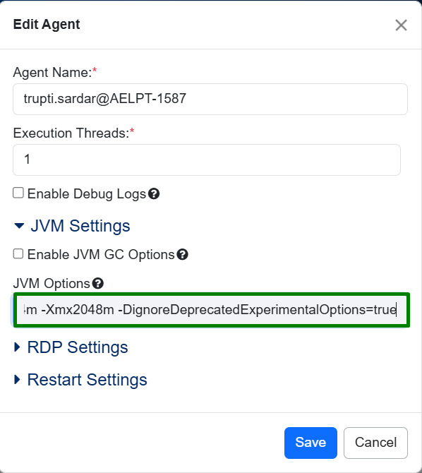 Agent Settings option in AE UI for setting the flag