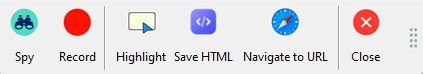 GUI Spy toolbar in Web mode