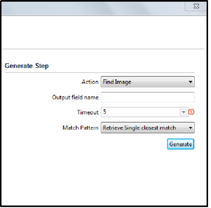 Generate Step configuration for Find Image action