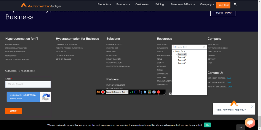 Frame hierarchy with Frame 0 selected and highlighted