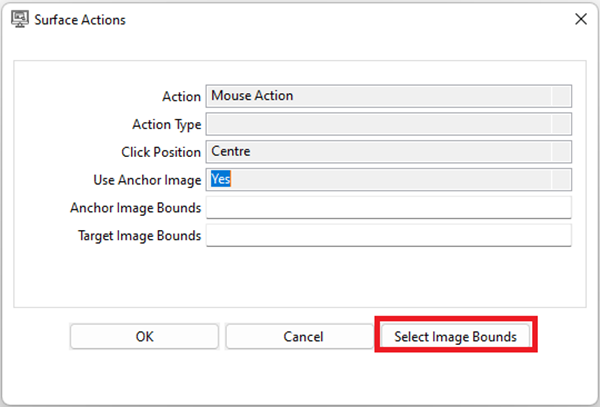 Select Image Bounds button in action configuration