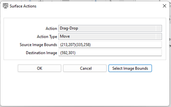 Destination Point selected by double-clicking on template image