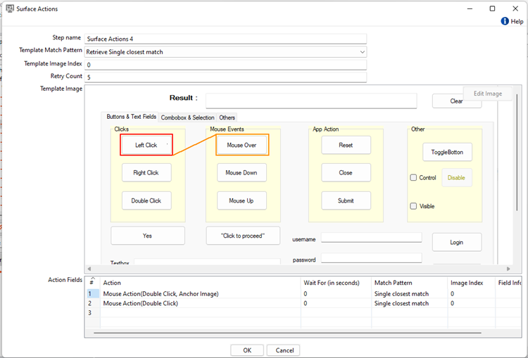 Spot coordinates with Anchor Image in red and Target in orange