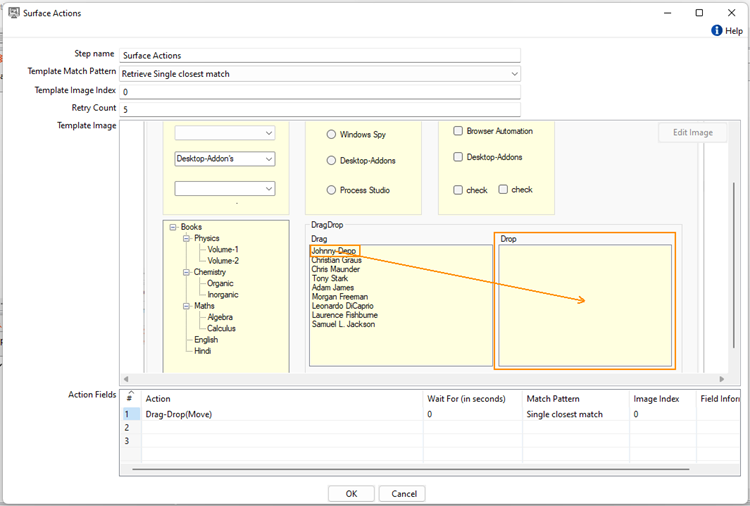 Drag-Drop spot coordinate with arrow from source to destination