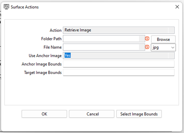 Retrieve Image action configuration dialog