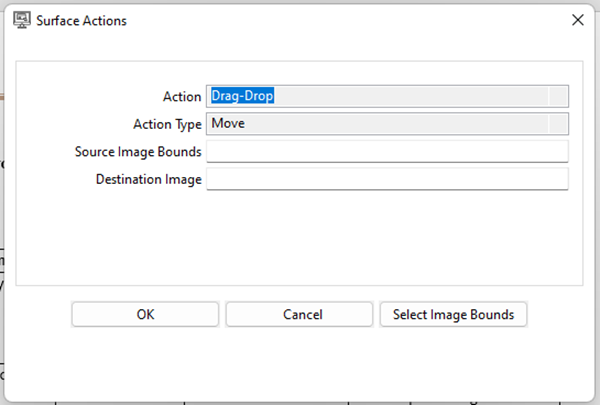Drag-Drop action configuration dialog
