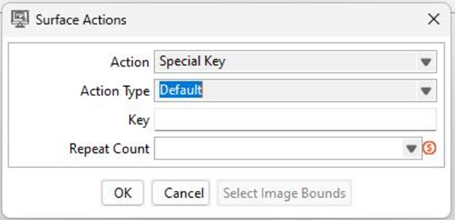 Special Key action configuration dialog