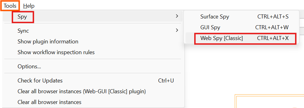 Navigate to Web Spy [Classic]