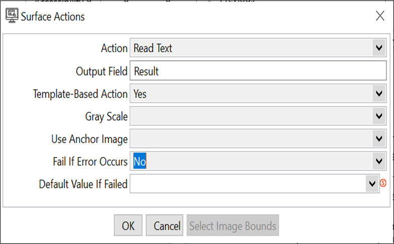 Read Text action configuration dialog