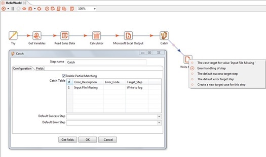 Catch step output hop with error case target option