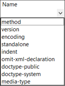 Output property name selection list