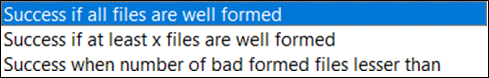 Success condition dropdown options